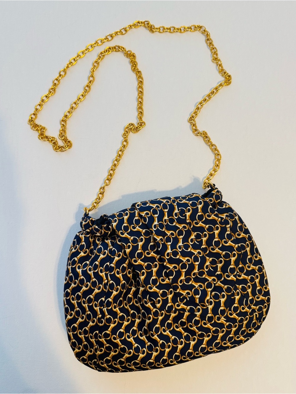 Vintage Beaufort The Rack Silk Crossbody Bag with Gold Chain Strap